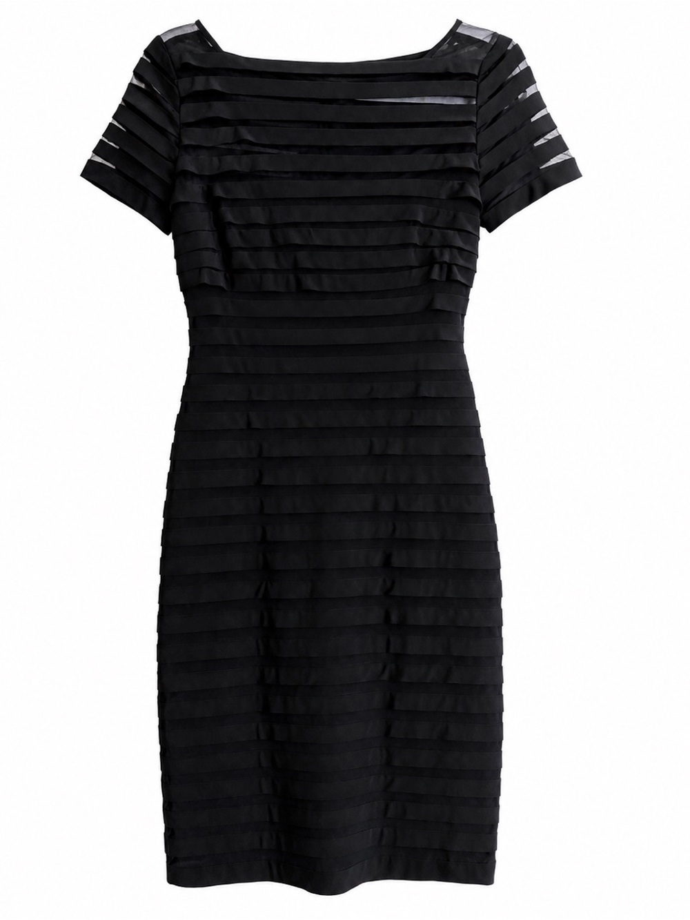 Adrianna Papell Black Textured Stripe Sheath Cocktail Dress Size 4